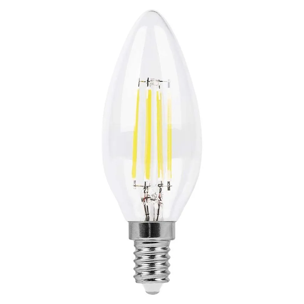Лампа светодиодная LED 7вт Е14 теплый свеча FILAMENT диммируемая