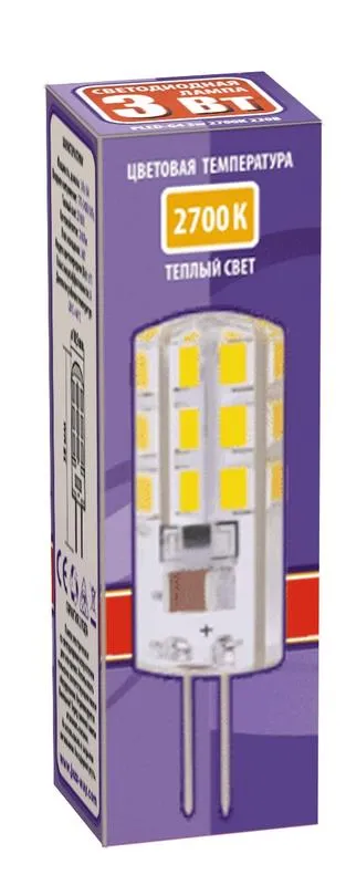 Лампа светодиодная LED 3Вт G4 220В 2700К PLED-G4 капсульная | 1032041 | Jazzway