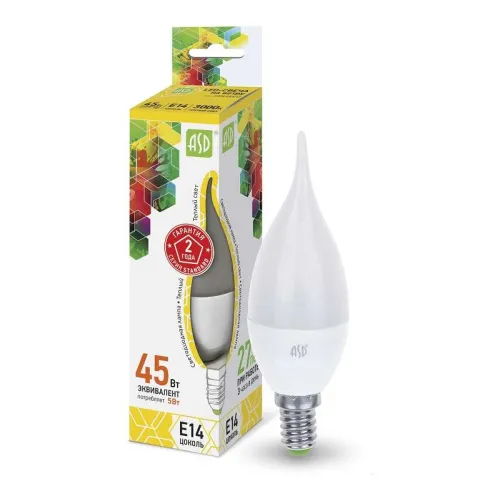 Лампа светодиодная LED-свеча на ветру-standard 5Вт свеча на ветру 3000К тепл. бел. E14 450лм 160-260