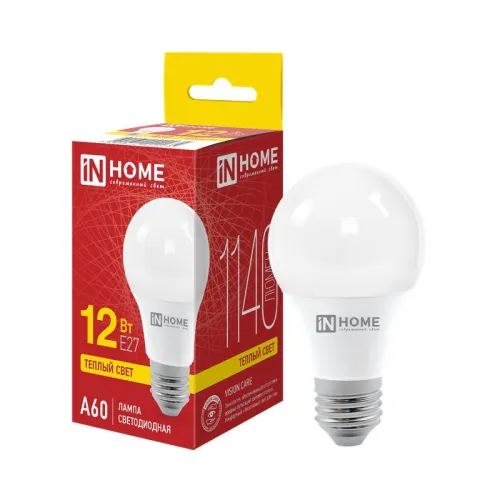 Лампа светодиодная LED-A60-VC 12Вт грушевидная 3000К тепл. бел. E27 1140лм 230В IN HOME 469061202023
