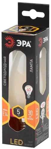 Лампа светодиодная F-LED B35-5W-827-E14 gold Лампы СВЕТОДИОДНЫЕ F-LED ЭРА (филамент, свеча золот., 5