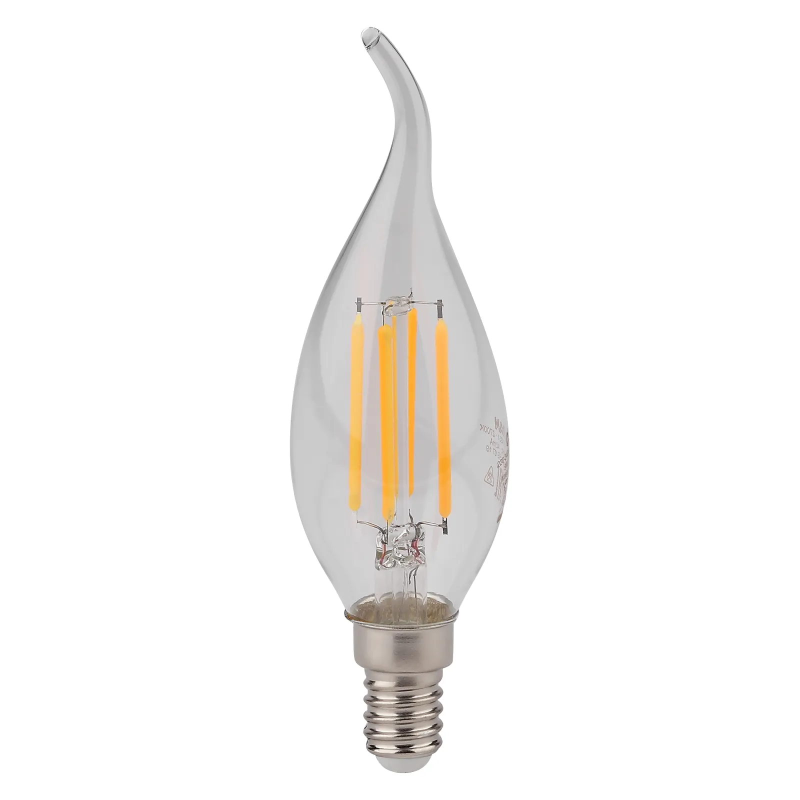 Лампа светодиодная LED 5Вт E14 CLB60 тепло-бел, Filament прозр.свеча на ветру OSRAM