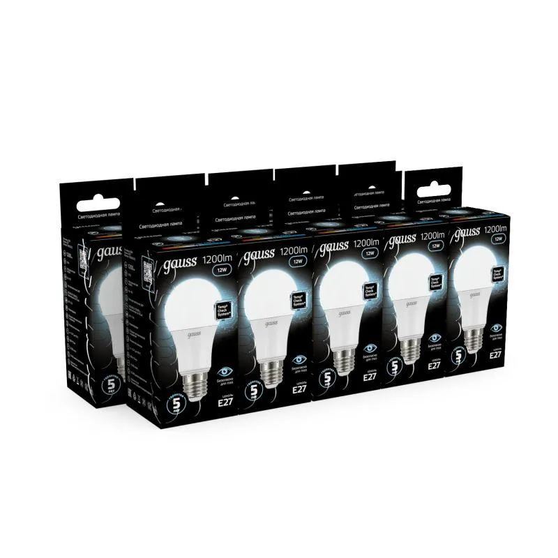 Лампа светодиодная Black 12Вт A60 грушевидная 4100К нейтр. бел. E27 1200лм GAUSS 102502212