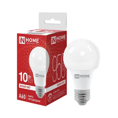 Лампа светодиодная LED-A60-VC 10Вт грушевидная 4000К нейтр. бел. E27 950лм 230В IN HOME 469061202021
