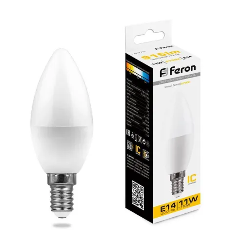 Лампа светодиодная LB-770 11Вт C37 свеча 2700К E14 230В FERON 25941