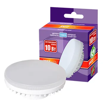 Лампа светодиодная LED 10Вт GX53 220В 5000К PLED-GX53 таблетка (плоский цилиндр) | 1029089 | Jazzway
