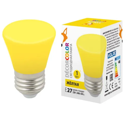 Лампа светодиодная LED-D45-1W/YELLOW/E27/FR/С BELL Колокольчик 1Вт матовая желт. E27 декоративная (у