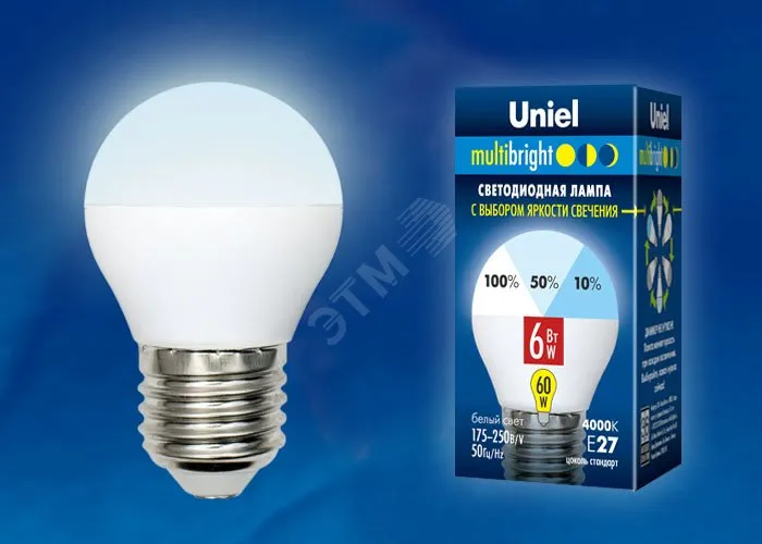 Лампа светодиодная LED-G45-6W/NW/E27 /FR/MB PLM11WH Multibright 6Вт шар матовая 4000К нейтр. бел. E2