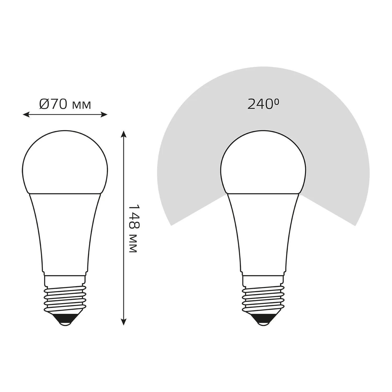 Лампа светодиодная Black 22Вт A70 грушевидная 3000К тепл. бел. E27 1900лм GAUSS 102502122