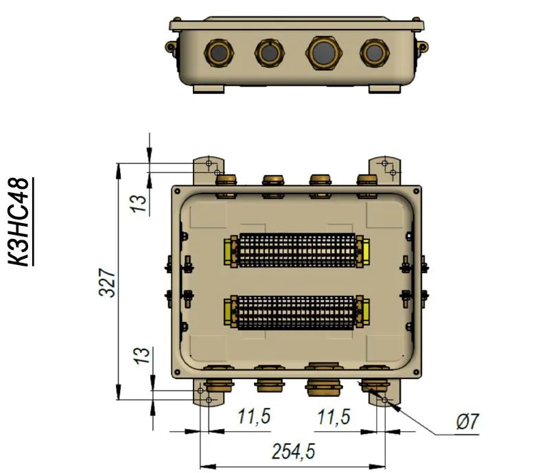 Коробка КЗНС-48 УХЛ1.5 латун. сальники ГОФРОМАТИК/ЗЭТАРУС zeta30350