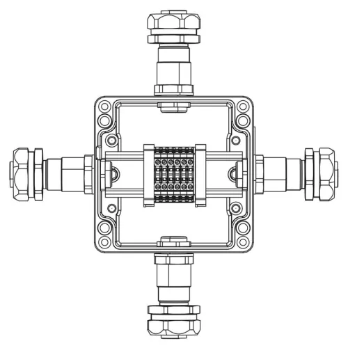 Коробка взрывозащищенная клеммная из алюминияTBE-A-12-(6xCBC.2)-1xKAEPM2MHK-20(A)-1xKAEPM2MHK-20(B)-