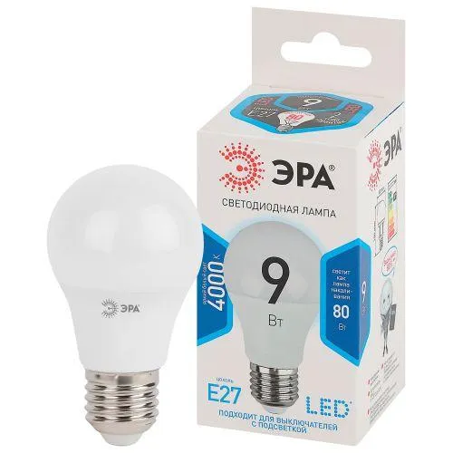 Лампа светодиодная LED A60-9W-840-E27 | Б0032247 | ЭРА
