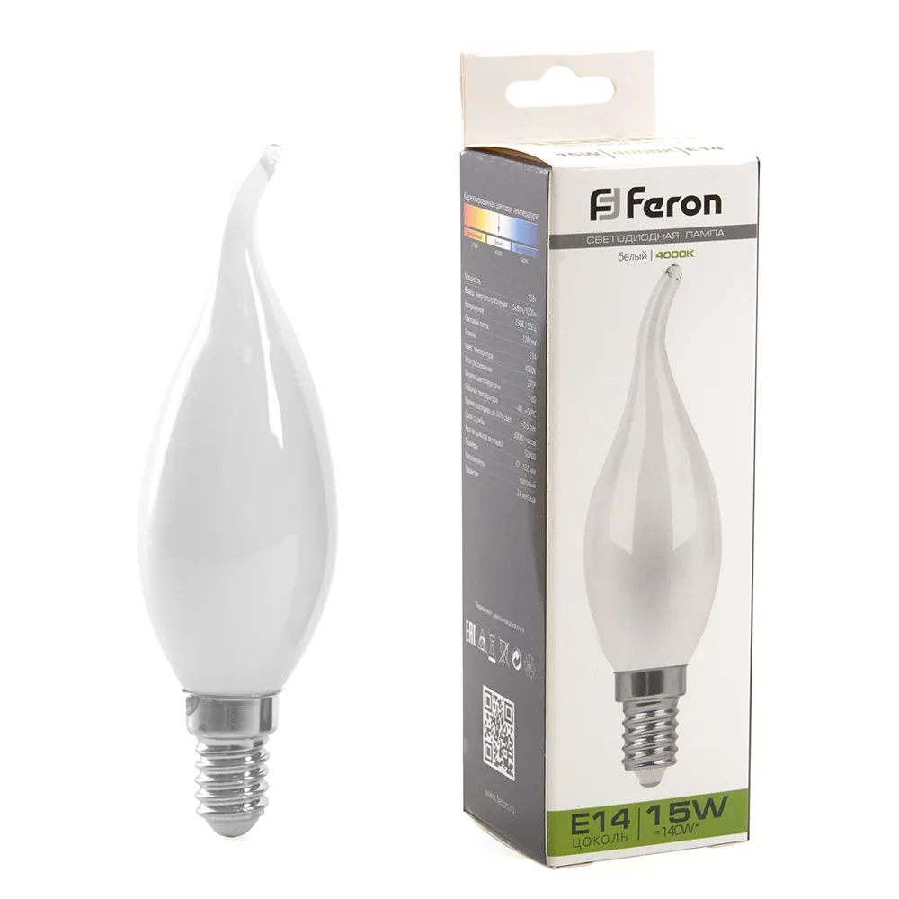 Лампа светодиодная LB-718 15Вт матовая 4000К E14 230В FERON 38262