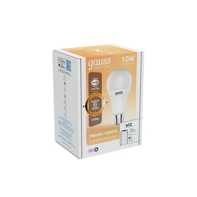 Лампа светодиодная умная Smart Home 10Вт A60 грушевидная 2700К тепл. бел. E27 1055лм диммир. управле