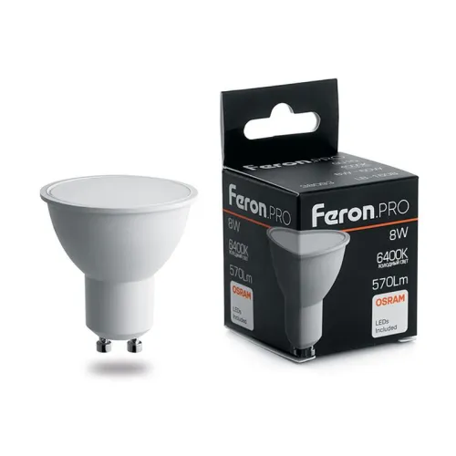 Лампа светодиодная LB-1608 8Вт MR16 6400К GU10 230В FERON 38094