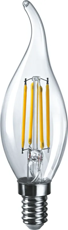 Лампа светодиодная LED 6Вт Е14 230В 2700К NLL-F-FC35-6-230-2.7K-E14 свеча на ветру прозрачная | 6135