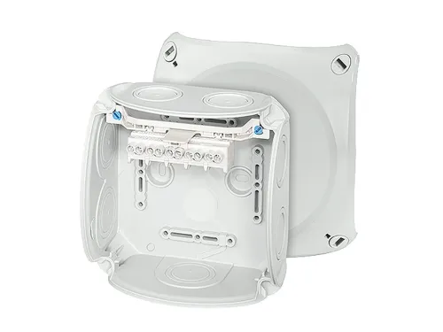 Коробка клеммная 130х130х77 мембраны 5-пол. 1.5-6 кв.мм серая РР IP66
