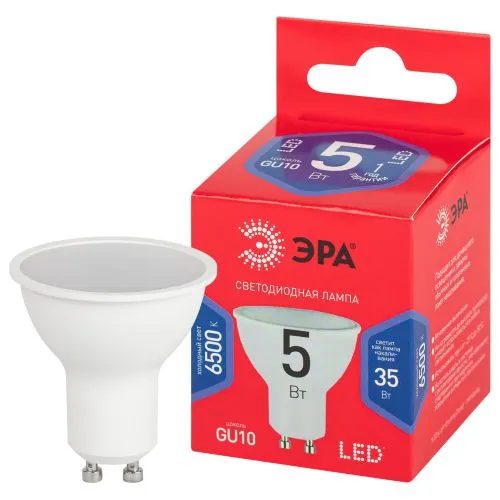Лампа светодиодная ЭКО LED MR16-5W-865-GU10 R (диод, софит, 5Вт, хол, GU10) | Б0045348 | ЭРА