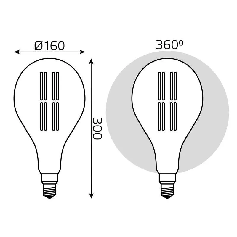 Лампа светодиодная филаментная Black Filament 8Вт A160 грушевидная золотая 2400К тепл. бел. E27 780л