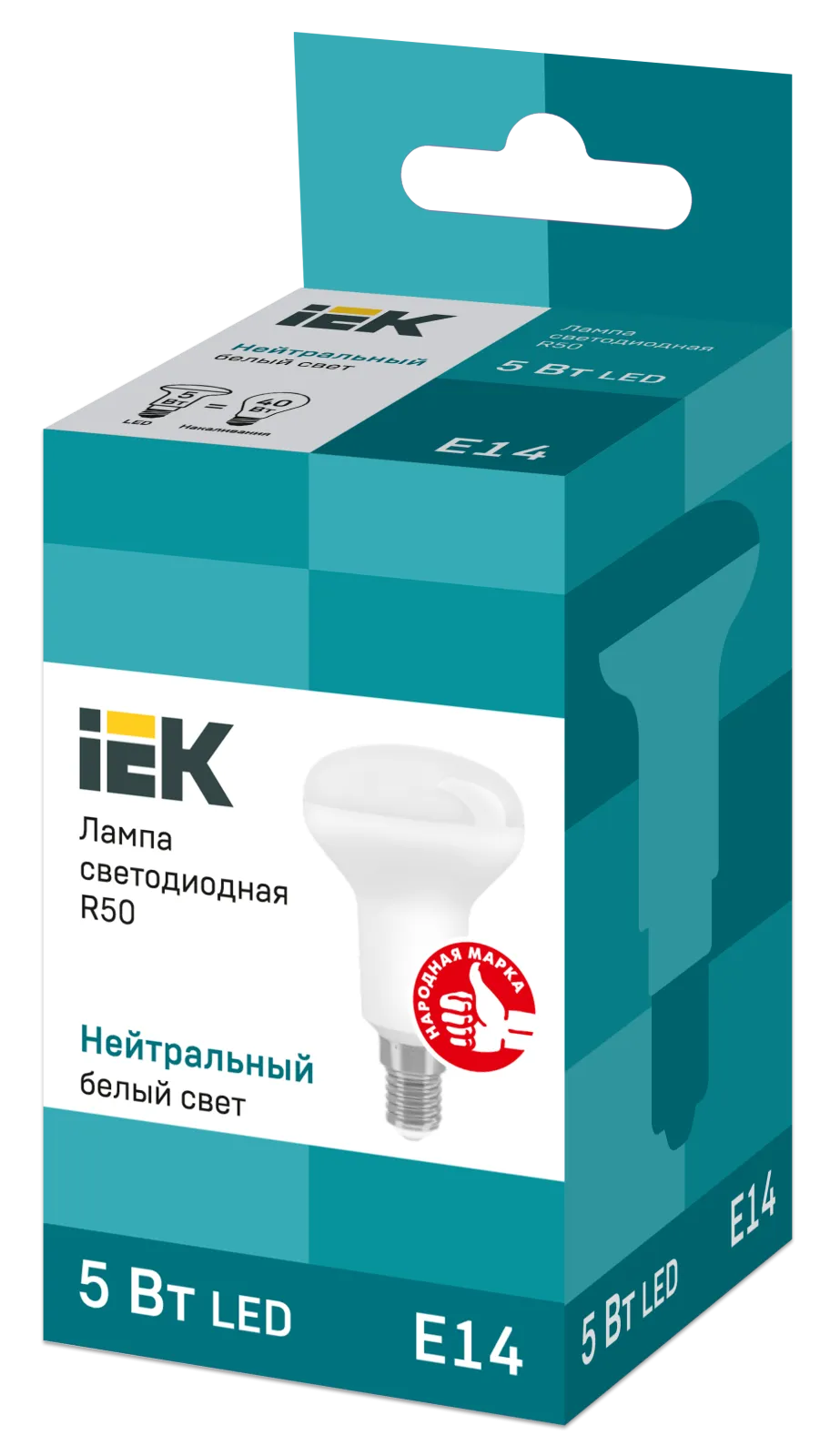 Лампа светодиодная Eco 5Вт R50 4000К нейтр. бел. E14 450лм 230-240В IEK LLE-R50-5-230-40-E14