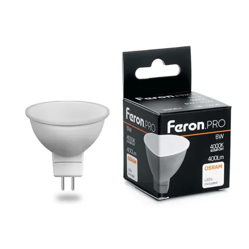 Лампа светодиодная LB-1606 6Вт MR16 4000К G5.3 230В FERON 38084