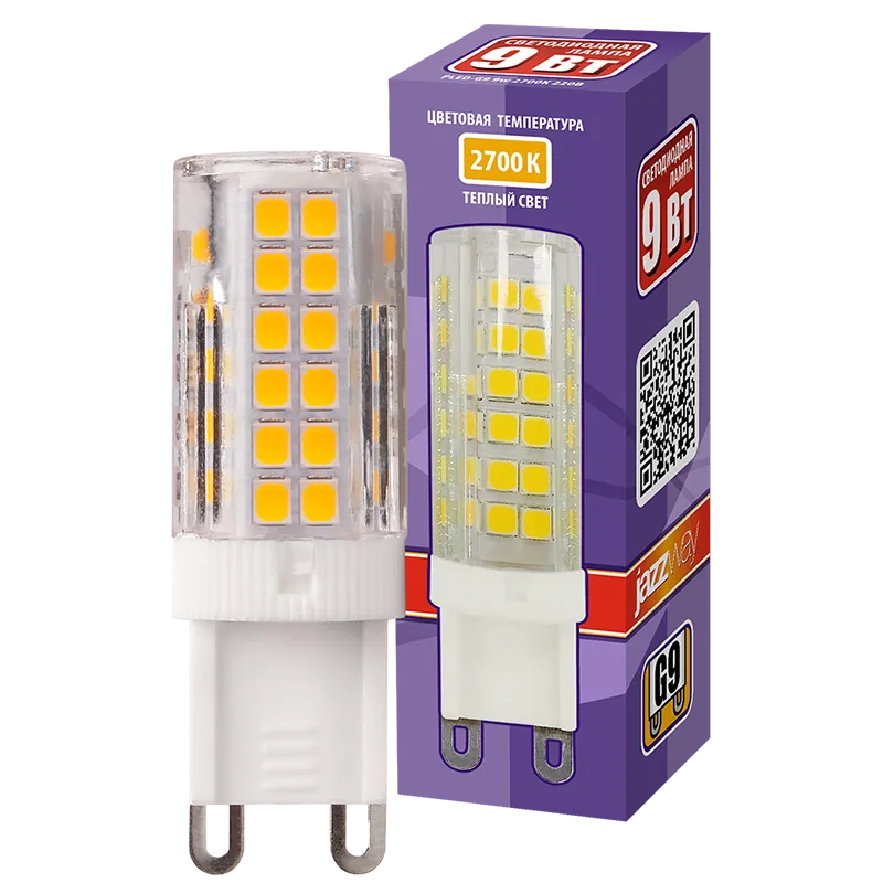 Лампа светодиодная LED 9Вт G9 220В 2700К PLED-G9 капсульная | 5001039 | Jazzway