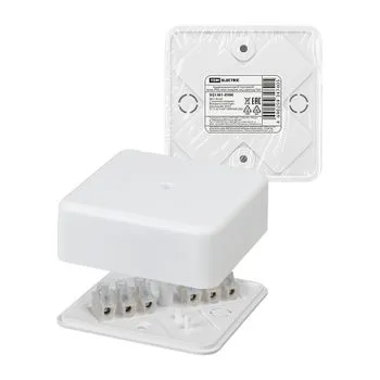 Коробка распаячная КР 75x75x28 ОП белая, IP40, с клем. колодкой