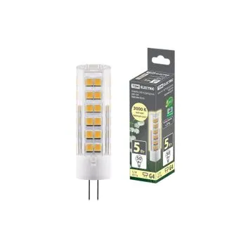 Лампа светодиодная G4-5 Вт-AC/DC 12 В-3000 К, SMD, 16x57 мм | SQ0340-0213 | TDM