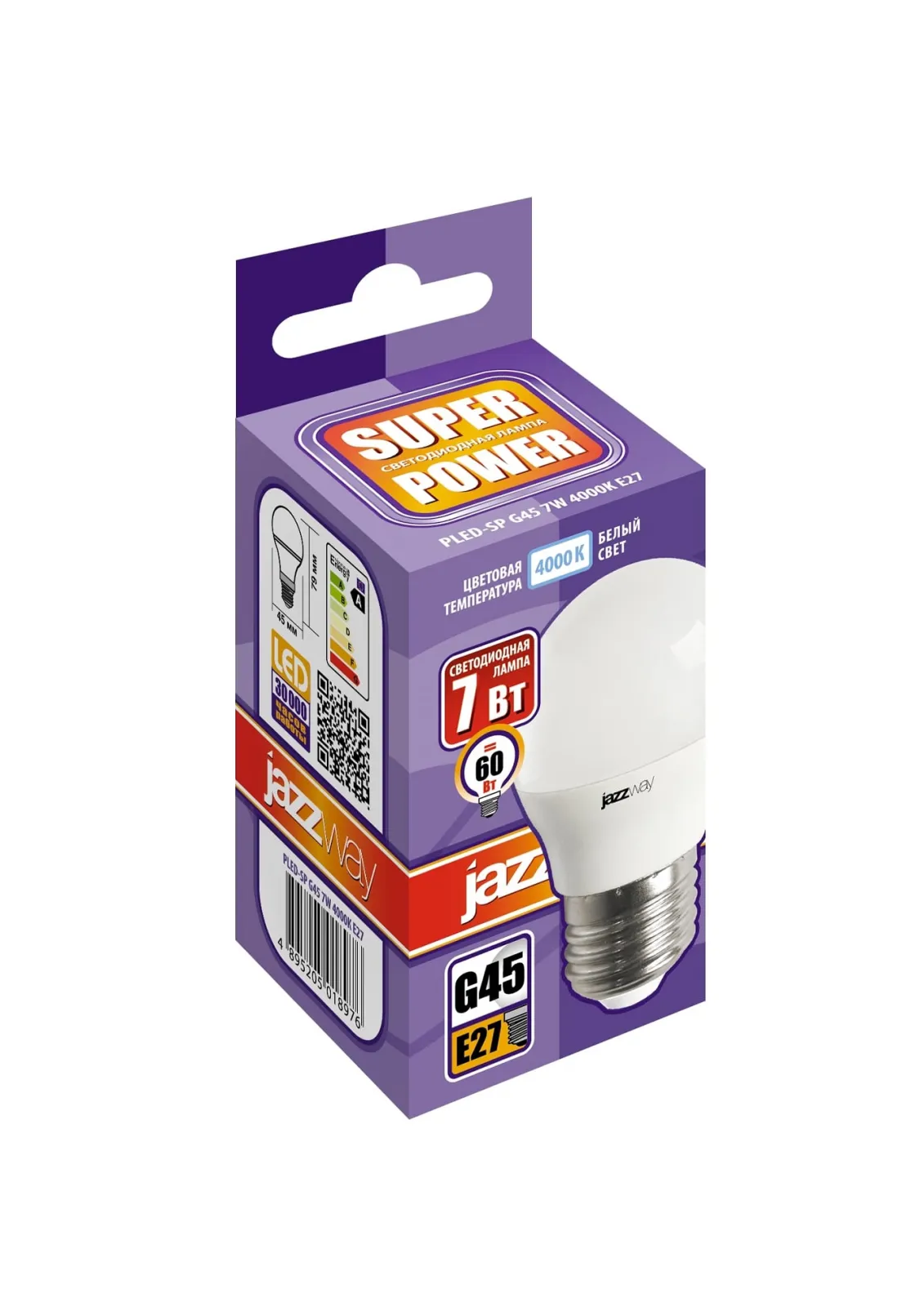 Лампа светодиодная PLED- SP G45 7w E27 4000K 230/50 | .5018976 | Jazzway