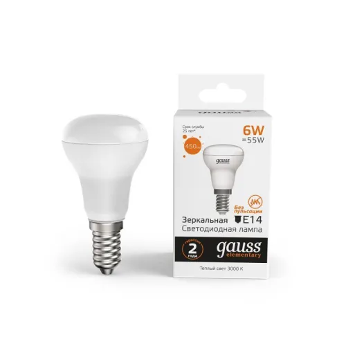 Лампа светодиодная LED 6 Вт 450 лм 3000К грибок R50 теплый E14 AC 220В Elementary Gauss