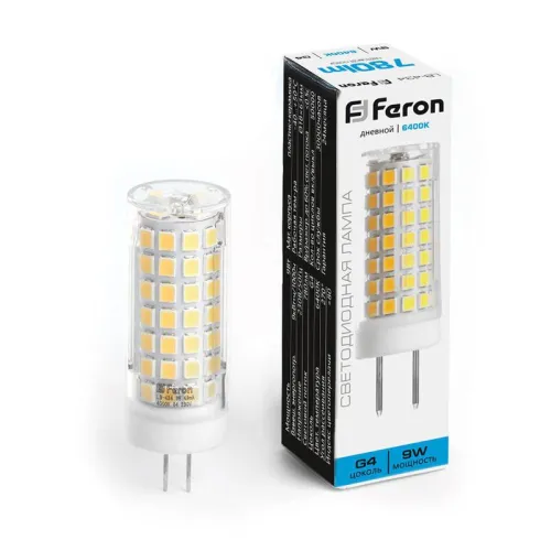 Лампа светодиодная LB-434 9Вт JCD 6400К G4 230В FERON 38145