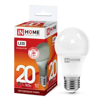 Лампа светодиодная LED-A60-VC 20Вт грушевидная 6500К холод. бел. E27 1900лм 230В IN HOME 46906120203