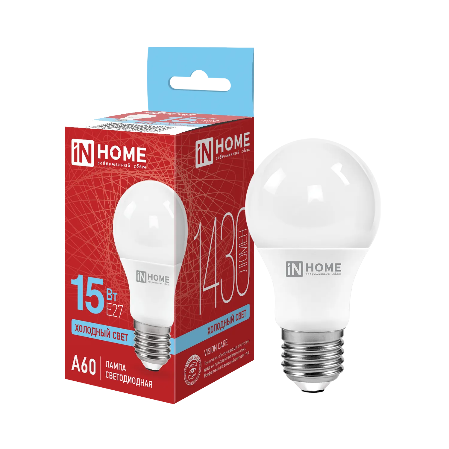 Лампа светодиодная LED-A60-VC 15Вт грушевидная 6500К холод. бел. E27 1430лм 230В IN HOME 46906120202