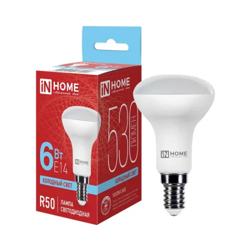 Лампа светодиодная LED-R50-VC 6Вт рефлектор 6500К холод. бел. E14 530лм 180-275В IN HOME 46906120311