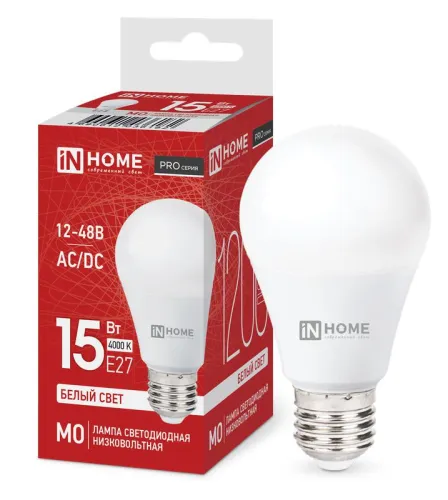 Лампа светодиодная низковольтная LED-MO-PRO 15Вт грушевидная 4000К нейтр. бел. E27 1200лм 12-48В IN 