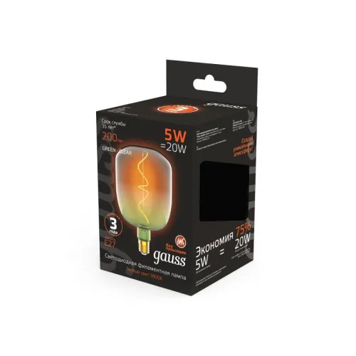 Лампа светодиодная филаментная Black Filament 5Вт V140 1800К тепл. бел. E27 200лм GAUSS 1009802105