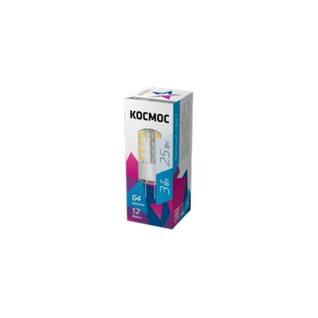 Лампа светодиодная 3Вт 12В G4 4500К КОСМОС LksmLED3wJCG412v45