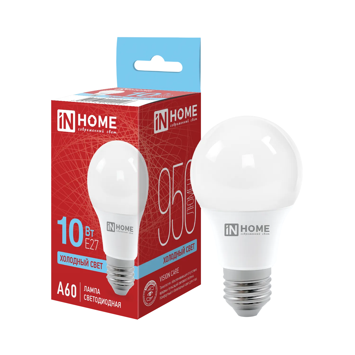 Лампа светодиодная LED-A60-VC 10Вт грушевидная 6500К холод. бел. E27 950лм 230В IN HOME 469061202022