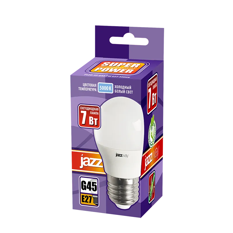 Лампа светодиодная LED 7Вт E14 220В 5000К PLED- SP G45 шар | 1027870-2 | Jazzway