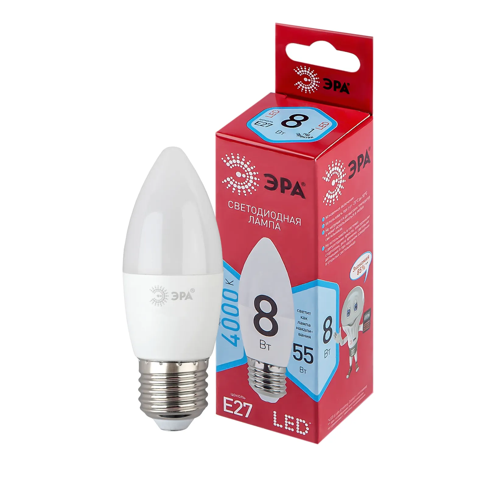 Лампа светодиодная RED LINE LED B35-8W-840-E27 R E27 / Е27 8 Вт свеча нейтральный белый свет | Б0050