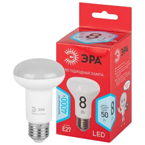 Лампа светодиодная RED LINE LED R63-8W-840-E27 R E27 8Вт рефлектор нейтральный белый свет | Б0052379