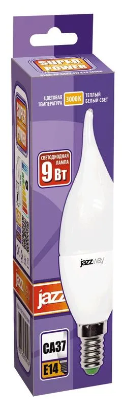 Лампа светодиодная LED 9Вт E14 230В 3000К PLED- SP CA37 | 2859518A | Jazzway