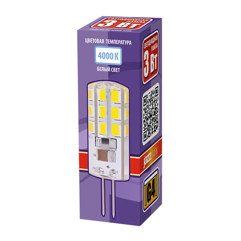 Лампа светодиодная LED 3Вт G4 220В 4000К PLED-G4 капсульная | 1032072 | Jazzway