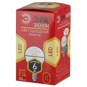 Лампа LED P45- 6w-827-Е14 ЭРА ECO (536577)