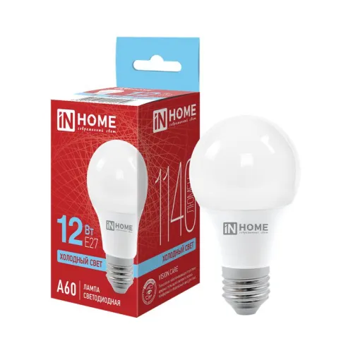 Лампа светодиодная LED-A60-VC 12Вт грушевидная 6500К холод. бел. E27 1140лм 230В IN HOME 46906120202