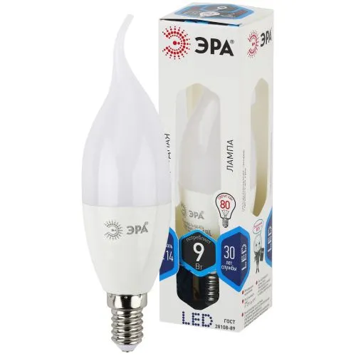 Лампа светодиодная LED 9Вт Е14 4000К СТАНДАРТ smd BXS-9w-840-E14 | Б0027974 | ЭРА