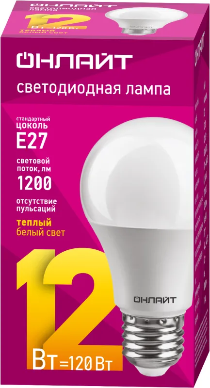Лампа светодиодная 71 682 OLL-A65/А60-12-230-2.7K-E27 12Вт грушевидная 2700К тепл. бел. E27 1000лм 1