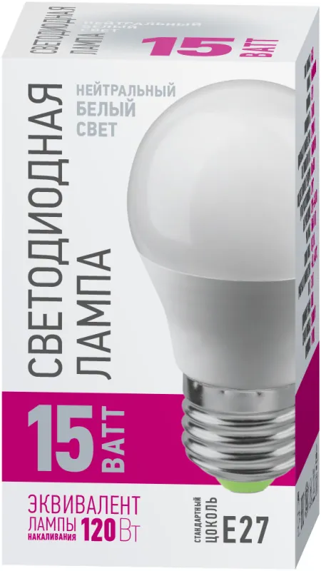 Лампа светодиодная 90 438 OLL-G45-15-230-4K-E27-PROMO ОНЛАЙТ 90438
