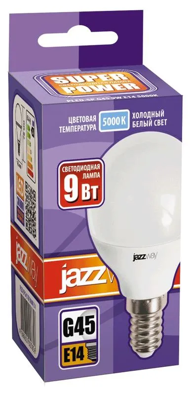 Лампа светодиодная LED 9Вт E14 230В 5000К PLED- SP G45 | 2859600A | Jazzway