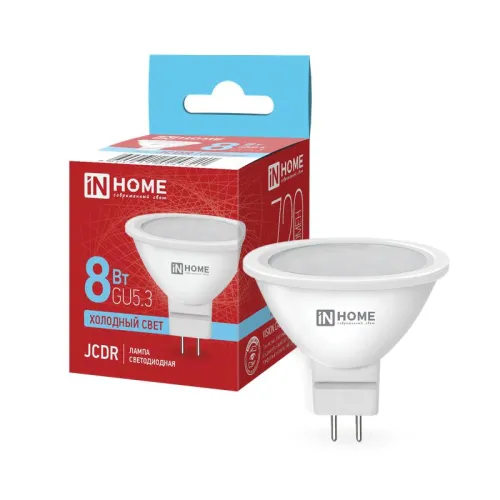 Лампа светодиодная LED-JCDR-VC 8Вт рефлектор 6500К холод. бел. GU5.3 720лм 230В IN HOME 469061202472